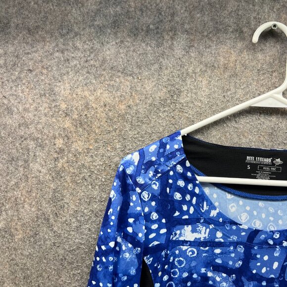 Reel Legends Shirt Womens Small Blue Abstract Print Long Sleeve Reel-Tec Jersey - Picture 6 of 10